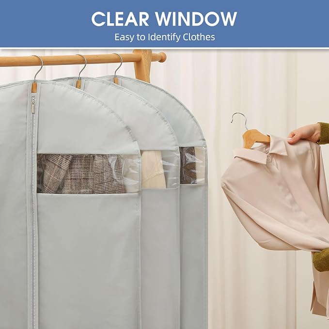 43" Garment Bags for Hanging Clothes, Suit Bags for Closet Storage and Travel - Image 4