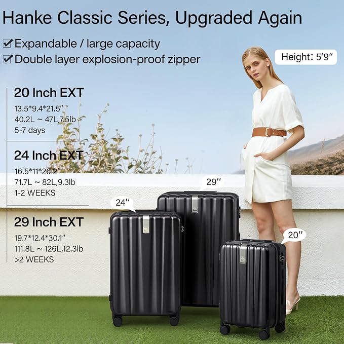 Hanke 20 Inch Expandable Carry on Luggage 22x14x9 Airline Approved Lightweight - Image 2