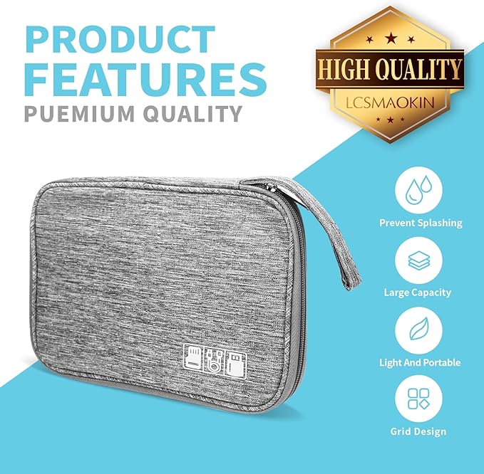 Electronics Organizer Travel Case, Electronic Accessories Storage Bag, Portable - Image 3