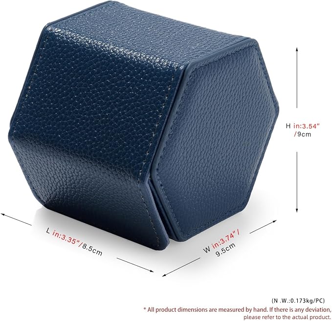 Oirlv Luxury Hexagonal Leather Watch Travel Case Single Watch Box - Image 8