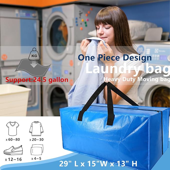 8 Pack Heavy Duty Extra Large Moving Bags Storage Tote - Image 4