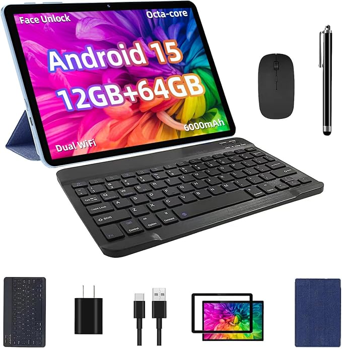 2025 Android 15 Tablet, 12GB+64GB+1TB Expand, 10 Tablet Productivity Bundle by TUOHAITIMEAndroid15Tablet