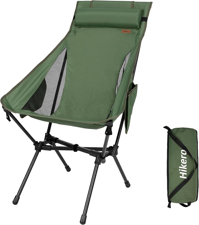 Portable High Back Camping Chair, Support Heavy Duty 440 lbs, Lightweight by Hikero