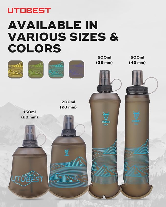 UTOBEST 500ml Soft Flask, 2 Pack Flexible TPU Hydration Water Bottle, - Image 4