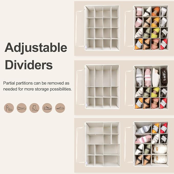 Shoe Organizer for Closet 2 Pack, Foldable Shoe Box - Image 4