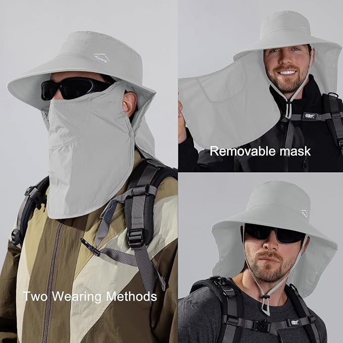 Sun Hat for Men Women with Neck Flap, UPF 50+ UV Protective Hiking Fishing Hats - Image 2