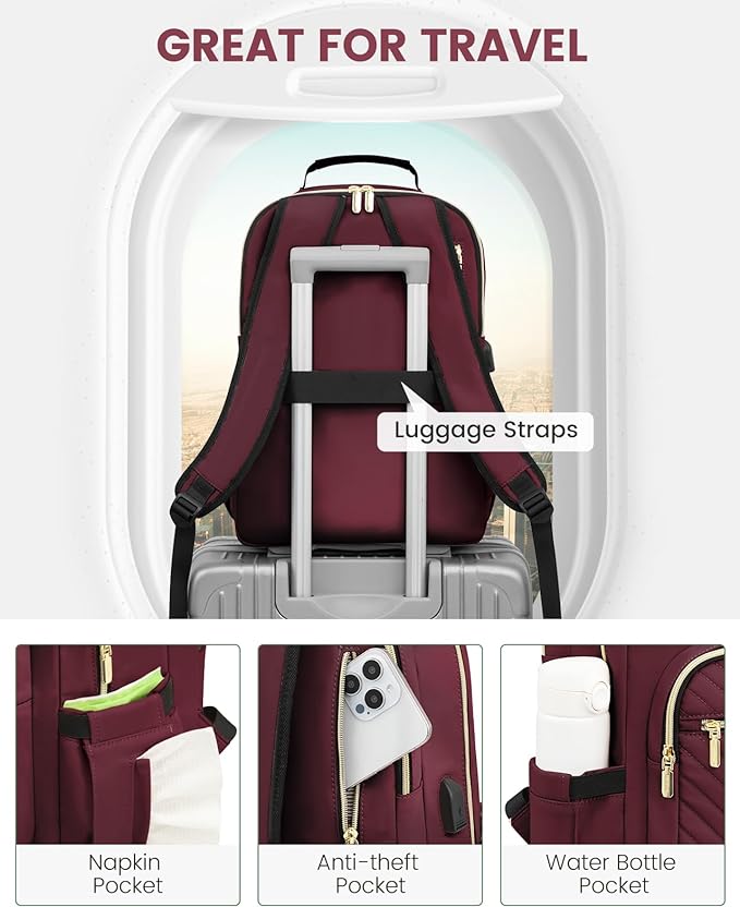 LOVEVOOK Laptop Backpack Purse for Women, Work Business Travel Computer Bags - Image 4