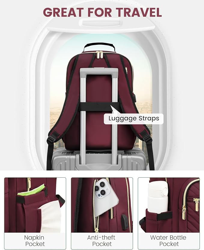LOVEVOOK Laptop Backpack for Women, Large Travel Computer Work Bag, Business - Image 4