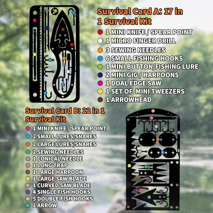 PSKOOK 12 Pcs Survival Multitool Card Emergency Camping Tool EDC Kit in Your - Image 2