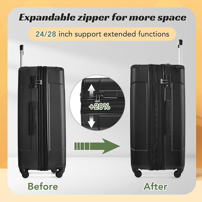 Merax Luggage Set 3 Piece Hardshell Suitcases - Image 2