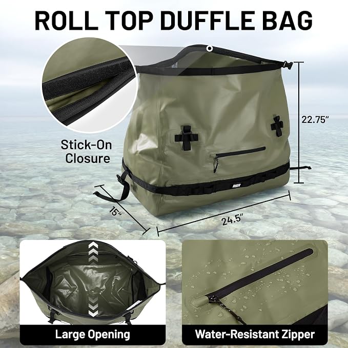 MIER Large Waterproof Duffel Bag Rolltop Dry Backpack Duffle Bags - Image 3
