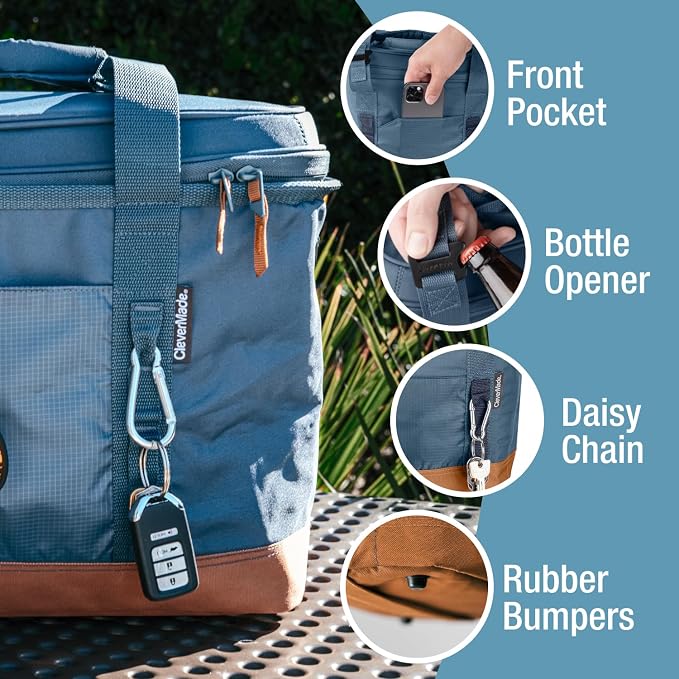 CleverMade Collapsible Insulated Cooler Bag – Leakproof Soft Folding Cooler - Image 3