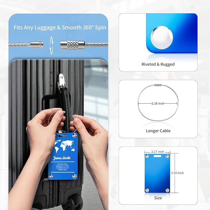 4 Pack Personalized Luggage Tags - Image 4