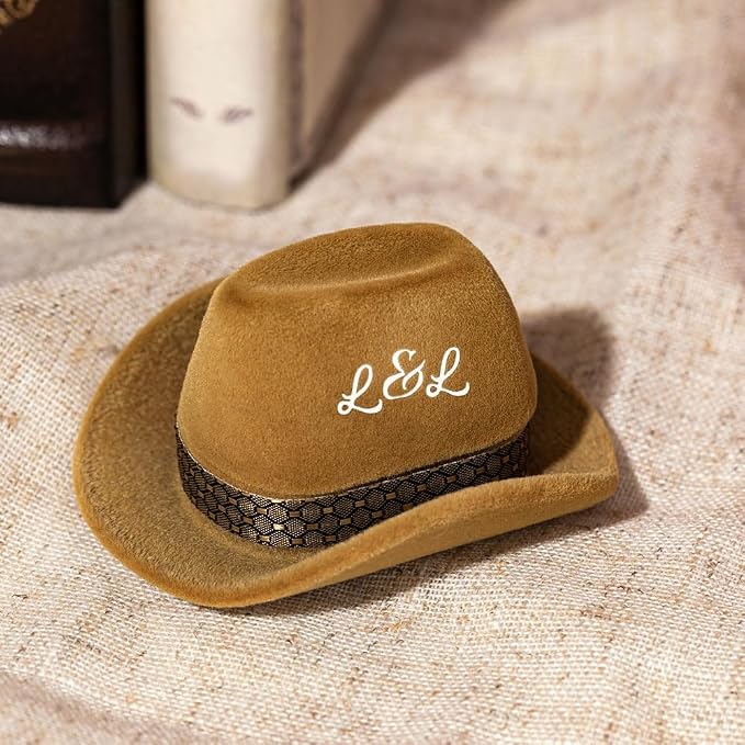 Custom Vintage Brown Cowboy Hat Jewelry Box - Image 5