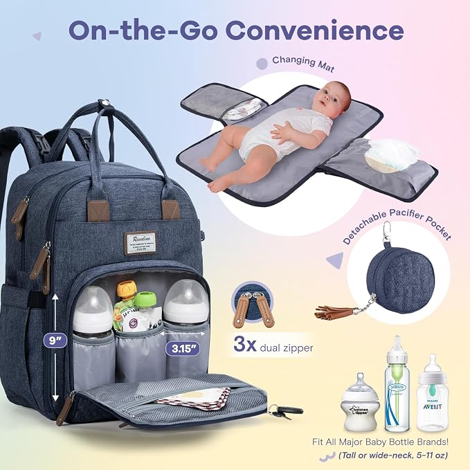 RUVALINO Diaper Bag Backpack, Large Capacity, Waterproof - Image 3