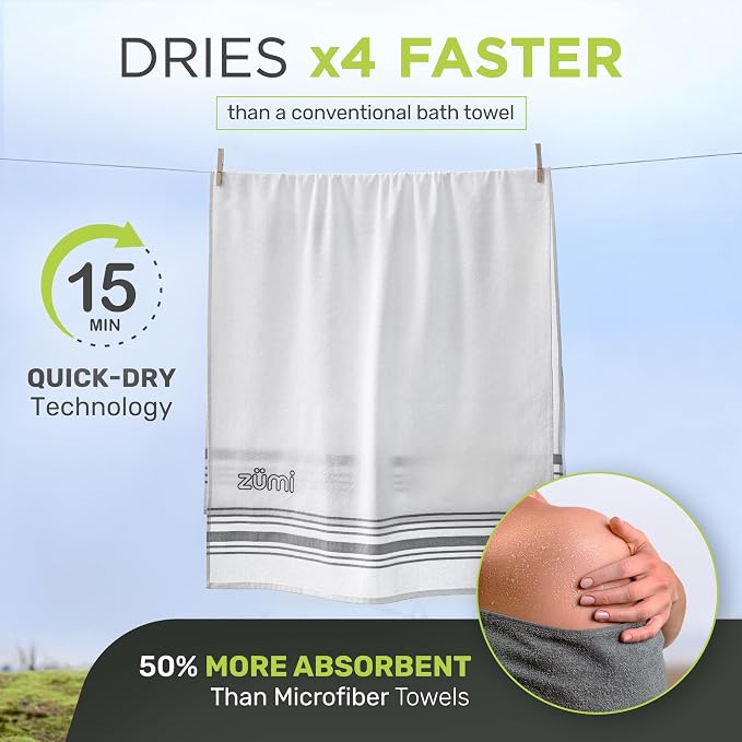 Zumi 100% Cotton Quick Dry Large Travel Towel - Image 5