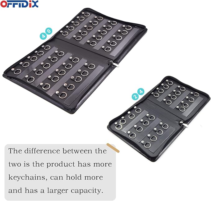 OFFIDIX Large Zippered Key Case, Leather Portable Key Cabinet, 40 Key Hooks Key - Image 6
