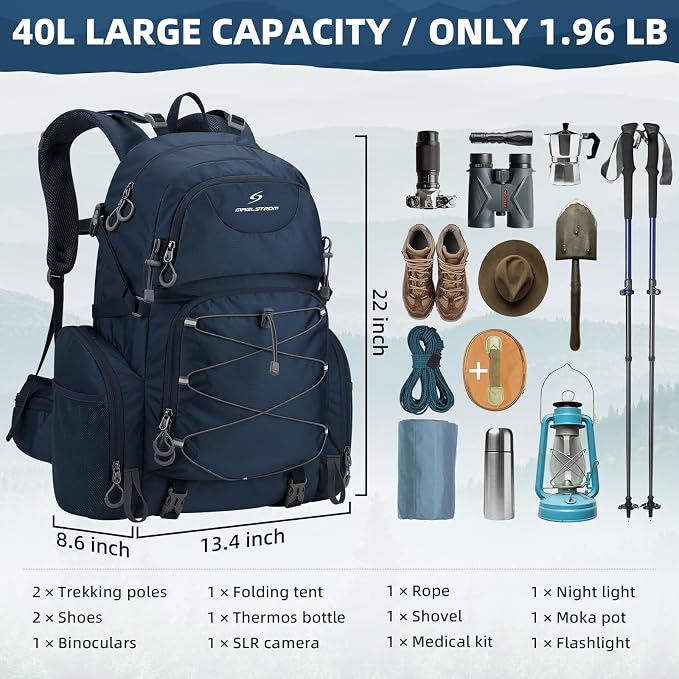 Maelstrom Hiking Backpack, 40L Waterproof Camping Daypack - Image 2