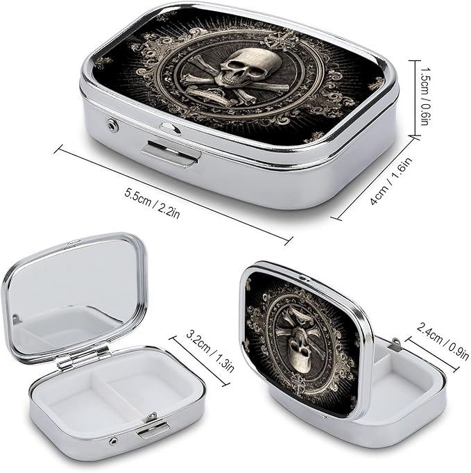 Metal 2 Compartment Pill Organizer Travel Friendly Portable Compact Pill Box - Image 3