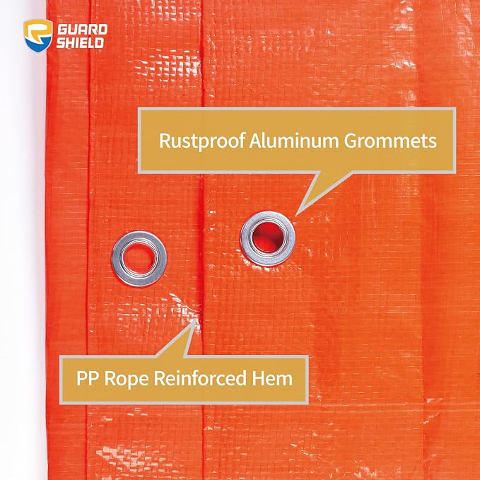 GUARD SHIELD Orange Tarp 8x8 Feet Tarps High Visibility Outdoor Poly Cover - Image 3