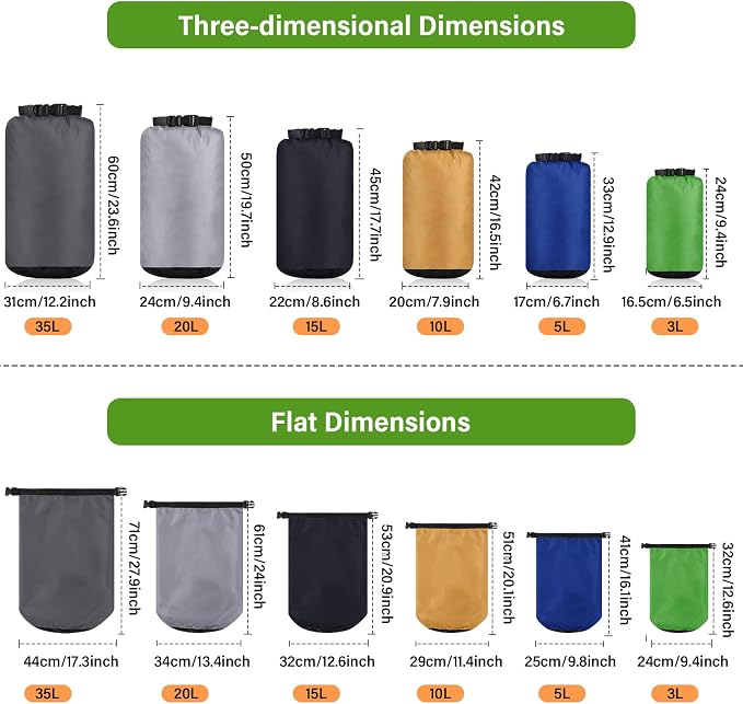 6 Pcs Waterproof Dry Bag Sack Lightweight Outdoor Dry Bags 35 L, 20 L, 15 L - Image 2