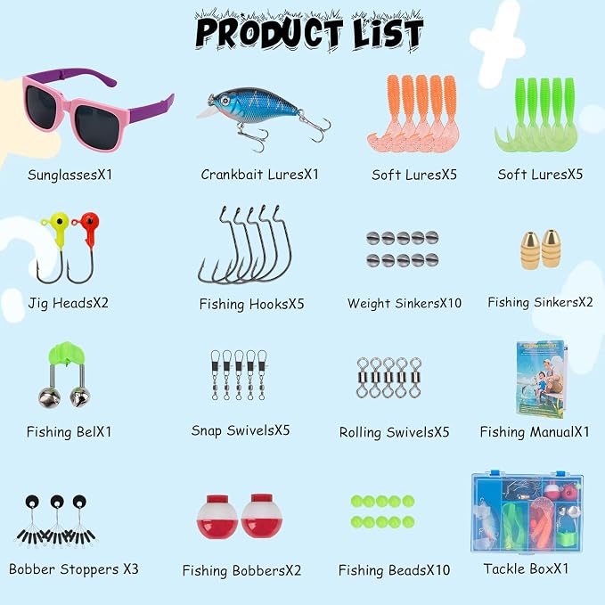 Kids Fishing Pole Set, Telescopic Fishing Rod Reel Combo Kids Starter Kit - Image 3