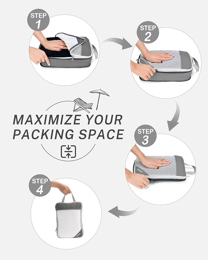 Compression Packing Cubes, Gonex Extensible Storage Mesh Bags Organizers - Image 2