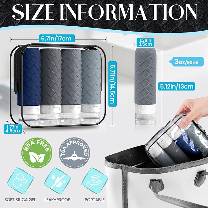 Travel Bottles for Toiletries, TSA Approved Silicone Travel Size Containers for - Image 3