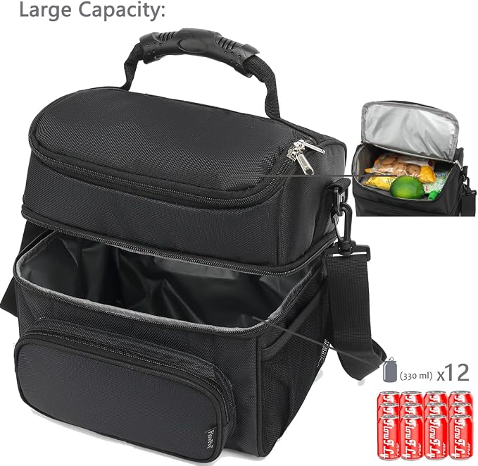 FlowFly Double Layer Cooler Insulated Lunch Bag Adult Lunch Box Large Tote Bag - Image 5