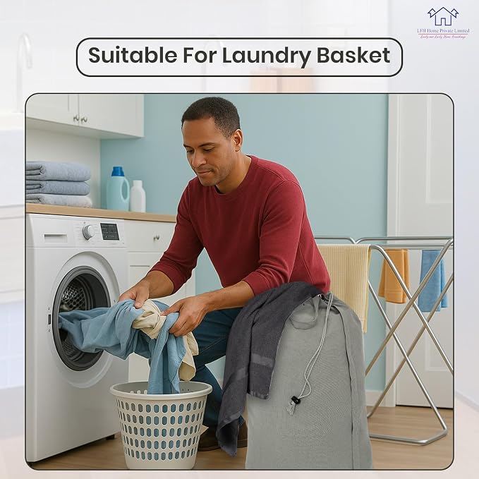 LFH Home Cotton Canvas Large Laundry Bag - Image 5