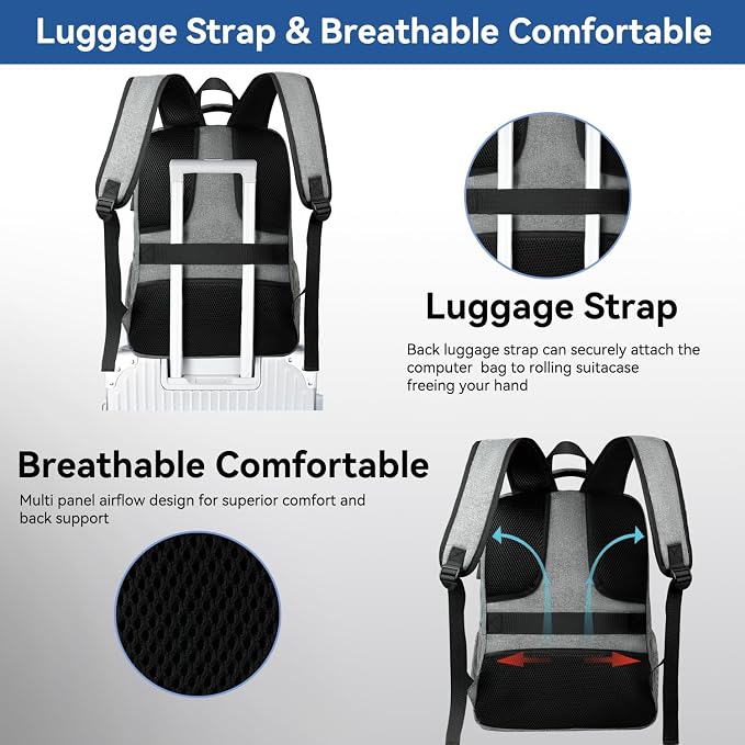 Voova Travel Laptop Backpack, Business Work Laptop Backpack - Image 5