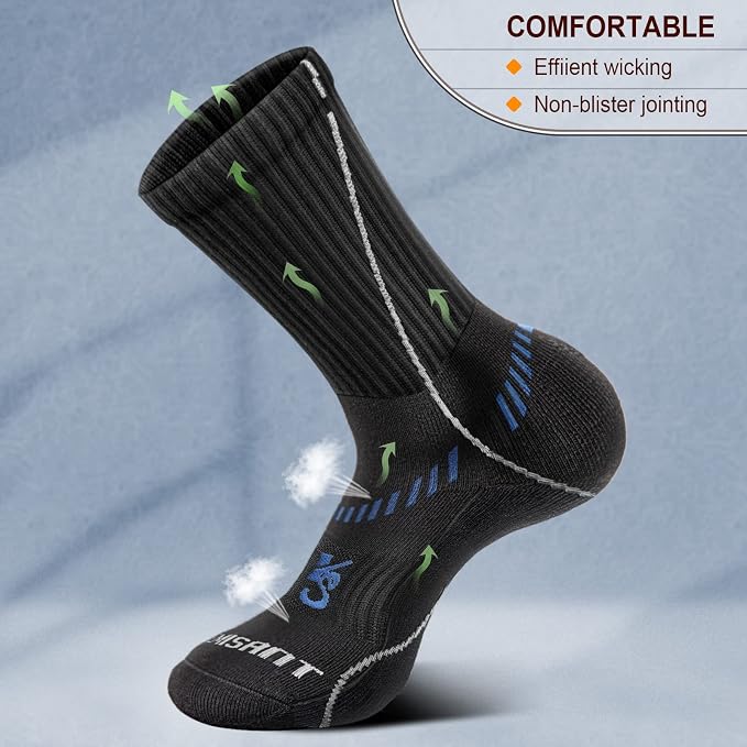 BULLIANT Compression Socks for Men 6Pairs, Athletic Crew Socks Cushioned For - Image 5