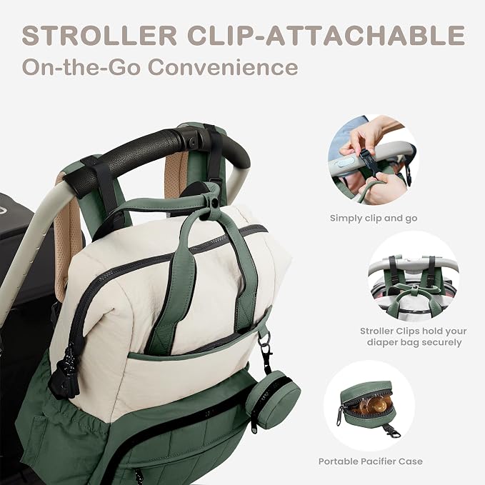 VONAL Diaper Bag Backpack, Lightweight Baby Diaper Bags, Travel Large Diaper Bag - Image 7