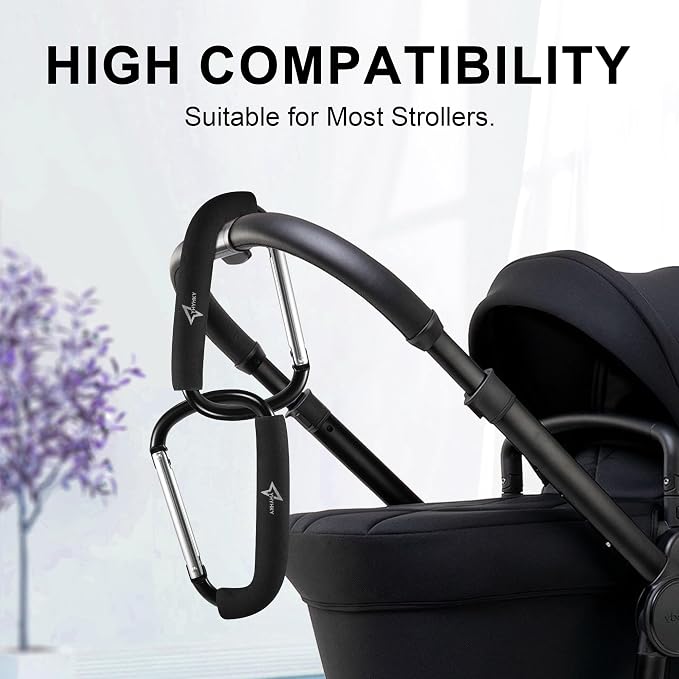 Stroller Hooks 2 Pack, 6.3" Large Mommy Hook Carabiner Clip - Image 4