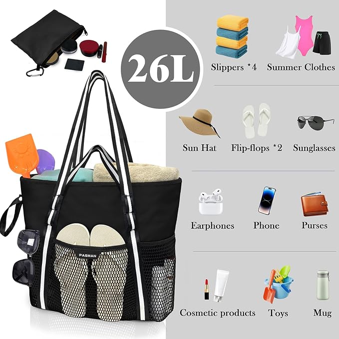 Beach Bag with Zipper - Image 2