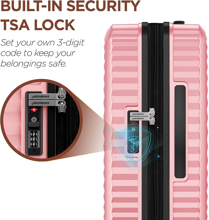 SHOWKOO Suitcase Hardside Expandable Luggage Set, Suitcase - Image 8