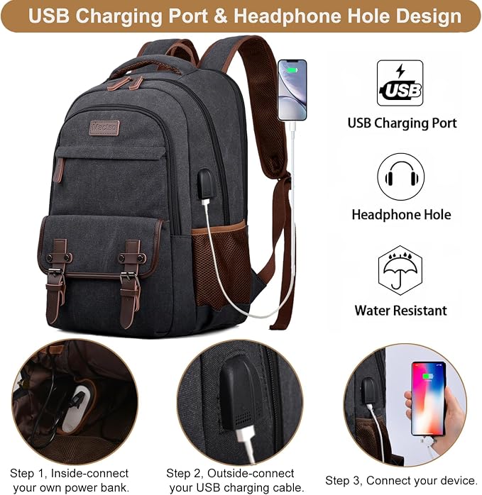 Mactso Canvas Travel Laptop Backpack - Image 2