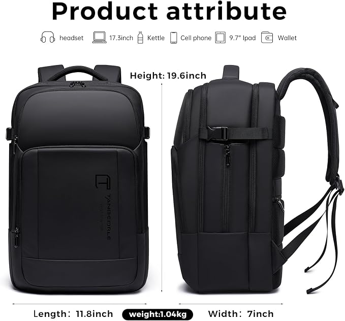 Travel Backpack for Men, 17.3 Inches Business Laptop Backpack Water-Resistant - Image 5