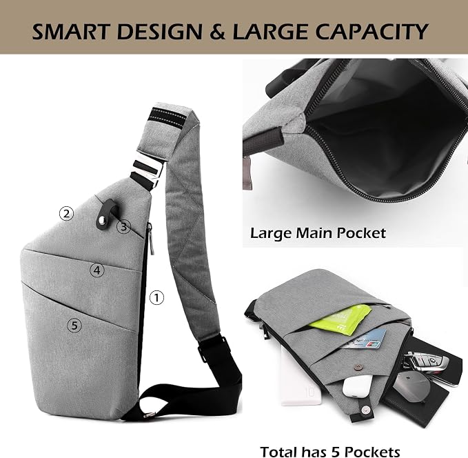 Anti Theft Crossbody Bags for Women Men, Slim Sling Purse - Image 4