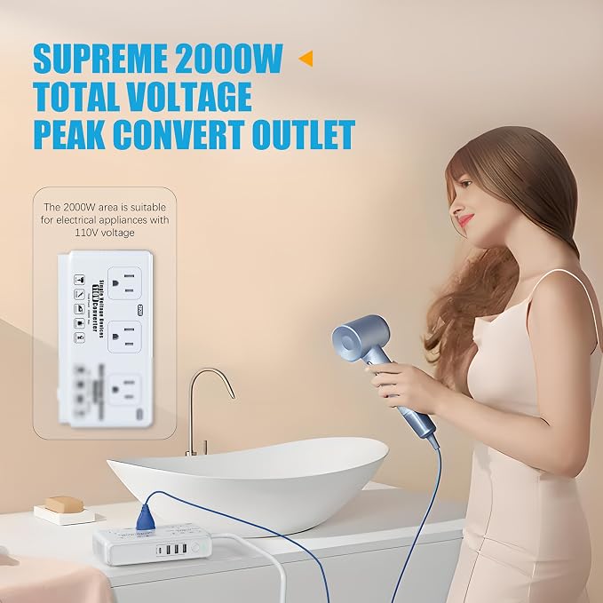 220v to 110v Voltage Converter Adapter: International US to Europe Travel Power - Image 4