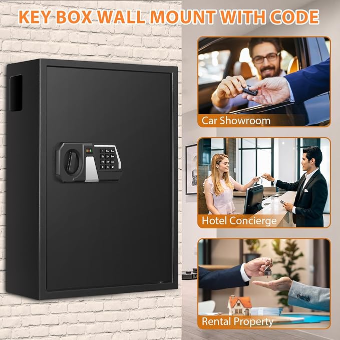 71 Keys Fireproof Key Lock Box, Anti-Theft Key Box Wall Mount - Image 7