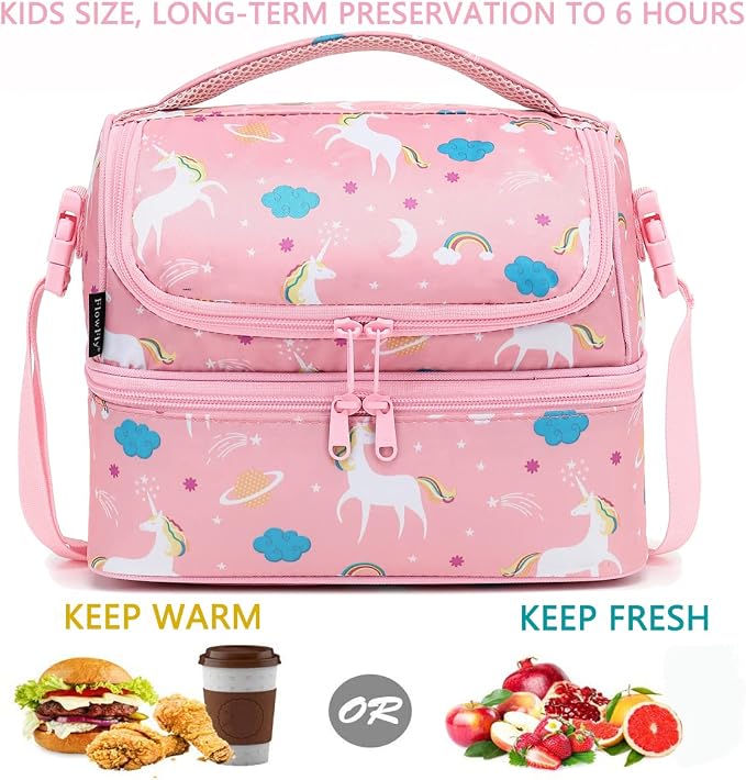 FlowFly Kids Double Decker Cooler Insulated Lunch Bag Large Tote - Image 2