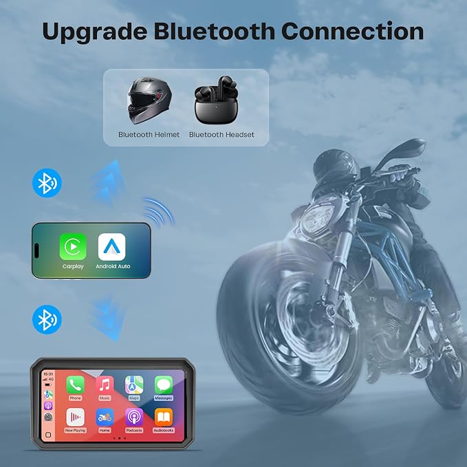 WonVon 6.25 Inch Wireless Motorcycle Carplay GPS Navigation System - Image 5