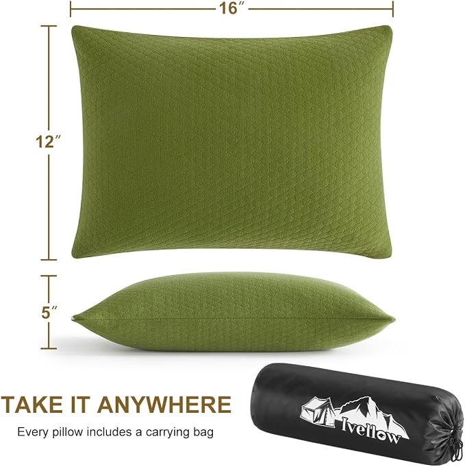 Ivellow Memory Foam Travel Pillow Compressible Camping Pillow - Image 4