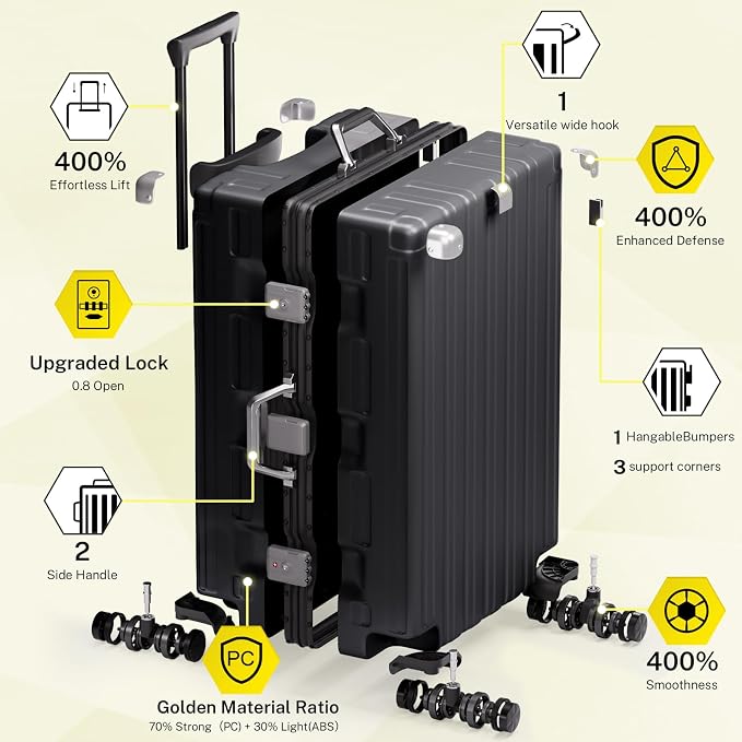 Krute Luggage Set 2 Pieces 20 28 Inch Aluminum Frame Carry on Luggages TSA Lock - Image 4