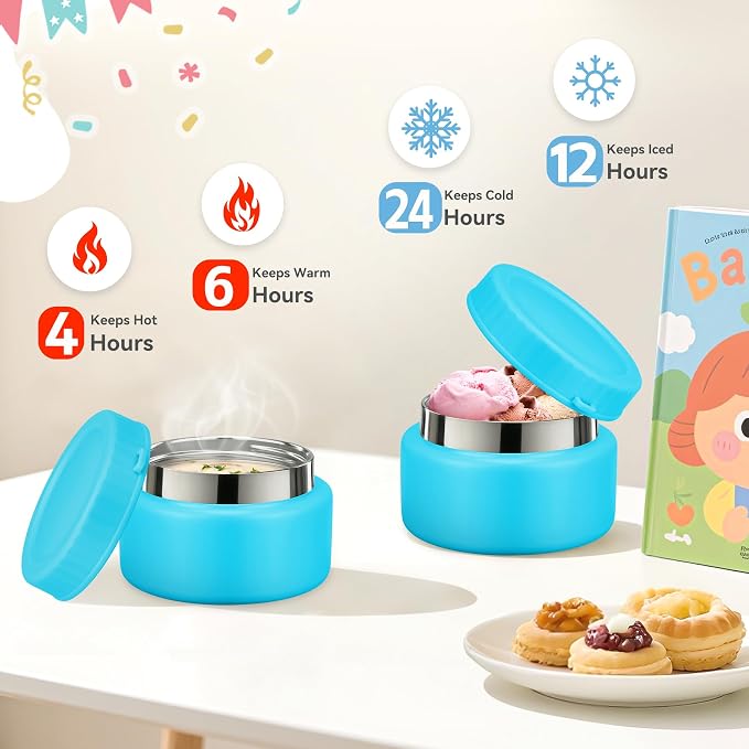 Kids Bento Lunch Box with 8oz Soup Thermo, Kids Leakproof Lunch Food Containers - Image 3