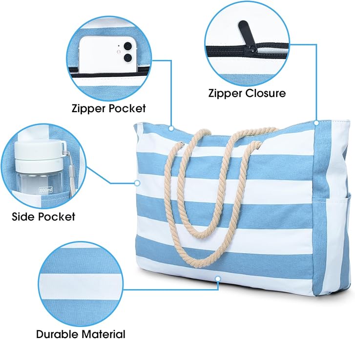Becokan Beach Bag Large Beach Tote Bag - Image 2