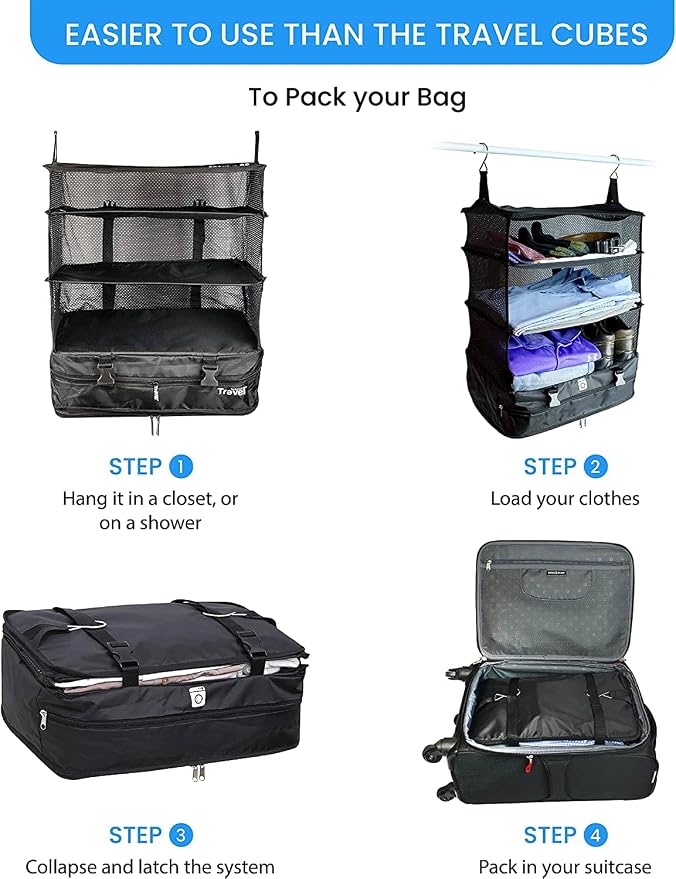 Grand Fusion Stow-N-Go Travel Luggage Organizer – Portable Hanging Travel - Image 7