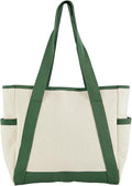 Large Canvas Tote Bag, with Laptop Sleeve and Multiple Pockets by SNOWLION