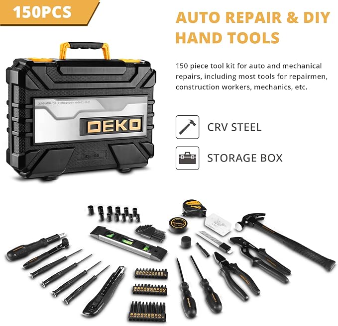 DEKOPRO 150 Piece Tool Set, General Household Hand Tool Kit, Home Repair Tool - Image 7